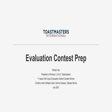 Toastmasters Evaluation Contest Workshop