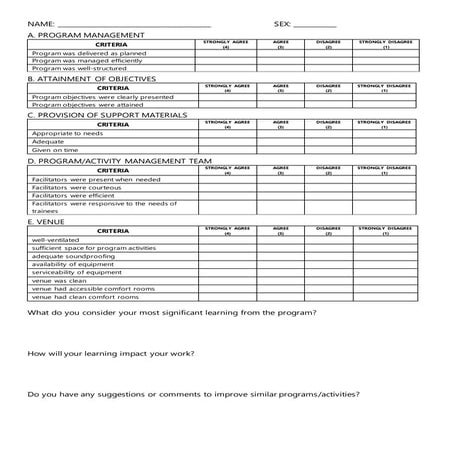 Sample Activity Evaluation Form | DOCX