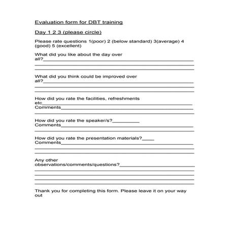 Evaluation form dbt 2013