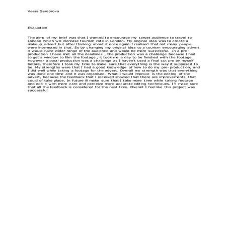 Evaluation for robs work