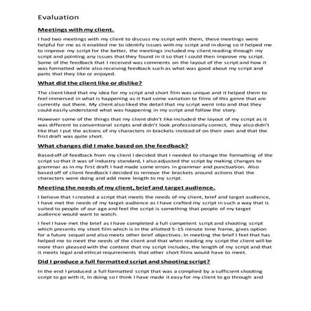 Evaluation for script | DOCX