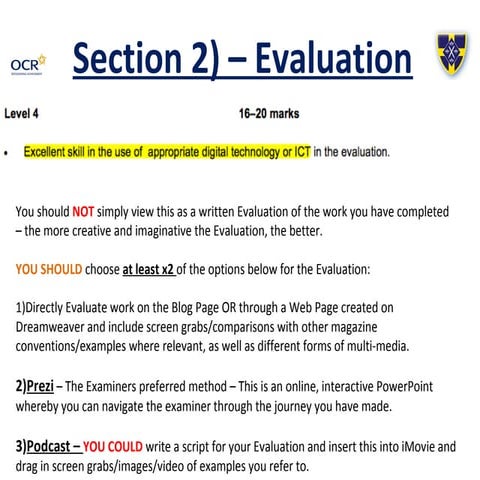 Evaluation instructions