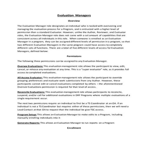 Evaluation Managers 