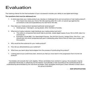 Evaluation mark scheme and breakdown