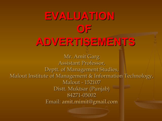 Evaluation of advertisements