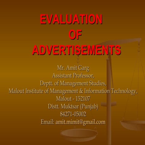 Evaluation of advertisements