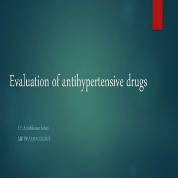Evaluation of antihypertensive drugs