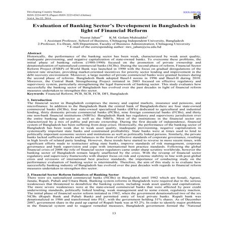 Evaluation of banking sector’s development in bangladesh in light of ...