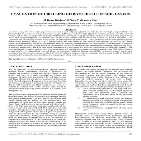 Evaluation of cbr using geosynthetics in soil layers