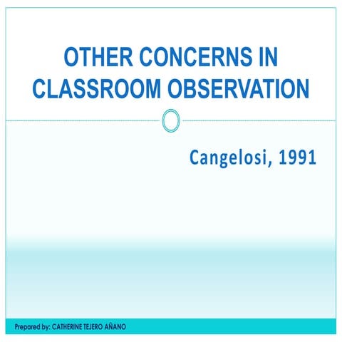 Other Concerns in Classroom Observation