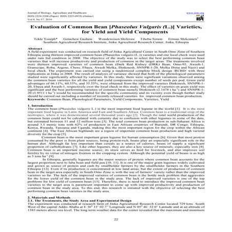 Evaluation of common bean [phaseolus vulgaris (l.)] varieties, for yield and ...