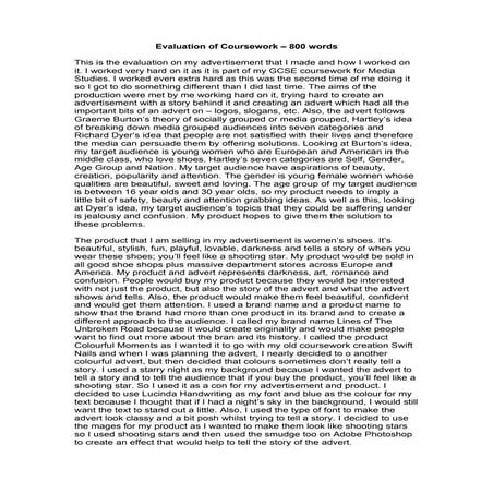 Evaluation of coursework