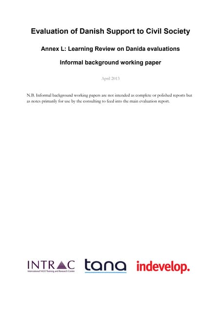 Evaluation of danish support to civil society