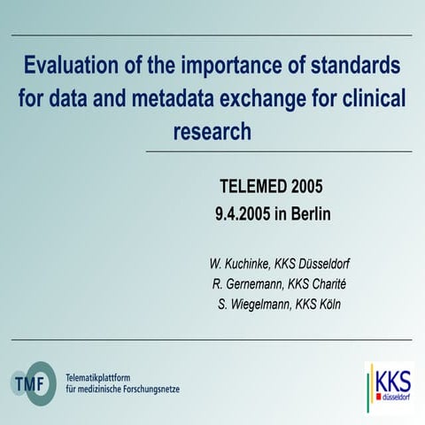 Evaluation of the importance of standards for data and metadata exchange for ...