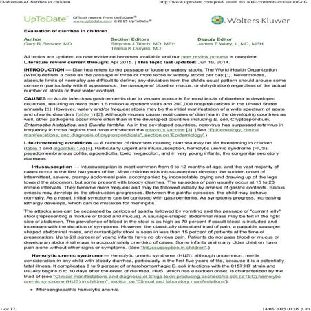 Evaluation of diarrhea in children | PDF