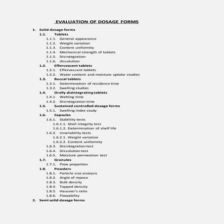 Picture of Evaluation of dosage forms | DOCX
