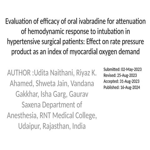 Evaluation of efficacy of oral ivabradine for attenuation.pptx