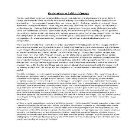 Evaluation of final images