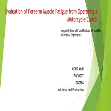 Evaluation of forearm muscle fatigue