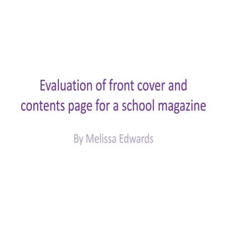 Evaluation of front cover and conte...