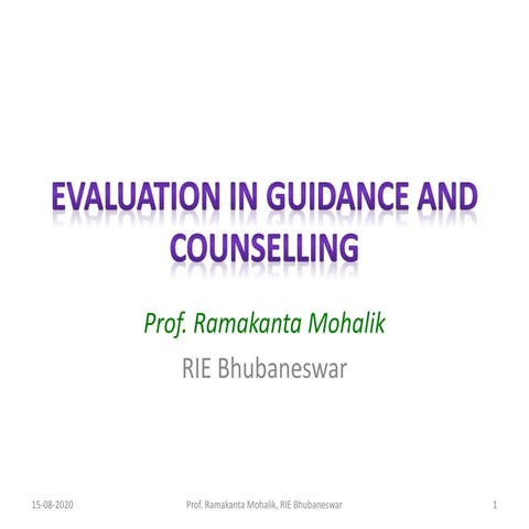 Evaluation of Guidance and Counselling