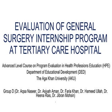 Evaluation of General Surgery Internship Program at Tertiary Care Hospital