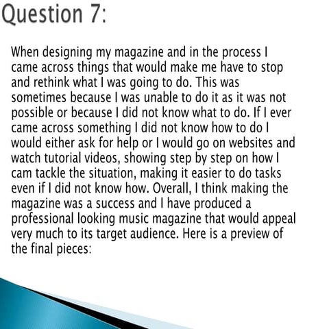 Evaluation of magazine 7