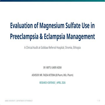 Evaluation of Magnesium Sulfate Use in Preeclampsia & Eclampsia ...