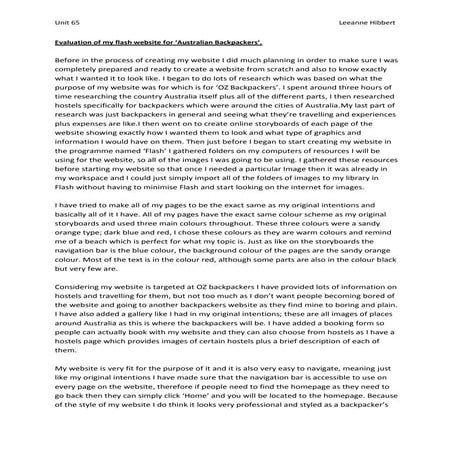 Evaluation of my flash website