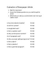 Evaluation of newspaper article
