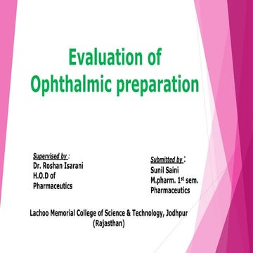 Evaluation of ophthalmic preparation