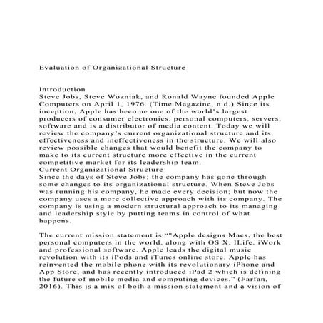 Evaluation of Organizational StructureIntroductionSt.docx