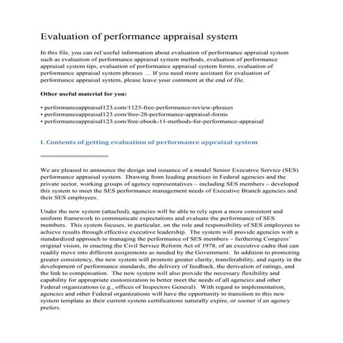 Evaluation of performance appraisal system