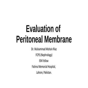 Evaluation of peritoneal membrane