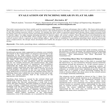 Evaluation of punching shear in flat slabs