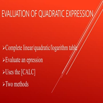 Evaluation of quadratic expression