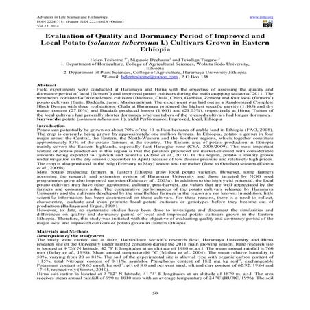 Evaluation of quality and dormancy period of improved and