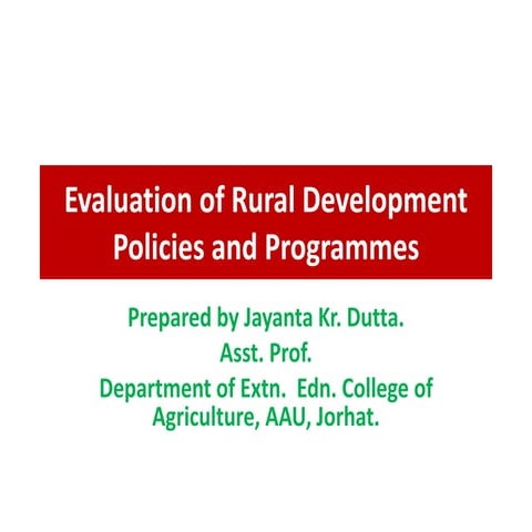 Evaluation of RD policies and Programmes
