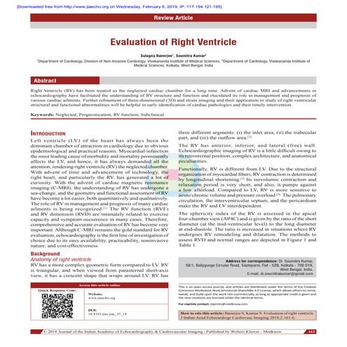 Noninvasive Assessment of Right Ventricle and Tricuspid Valve | PDF