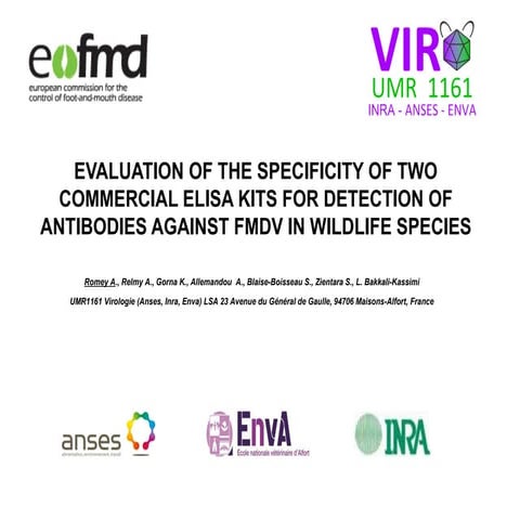 Poster: EVALUATION OF THE SPECIFICITY OF TWO COMMERCIAL ELISA KITS FOR DETECT...