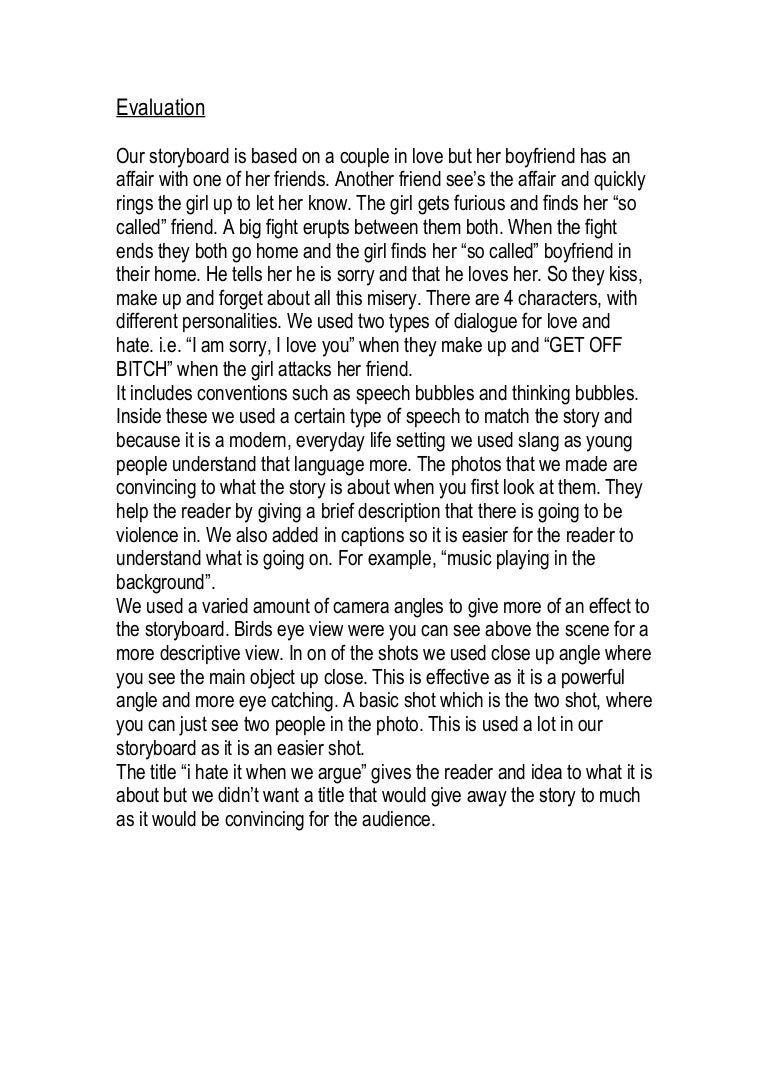 Evaluation Of Story Board