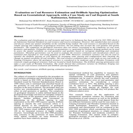 Evaluation on coal resource estimation and drillhole spacing ...