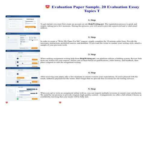 Evaluation Paper Sample. 20 Evaluation Essay Topics T