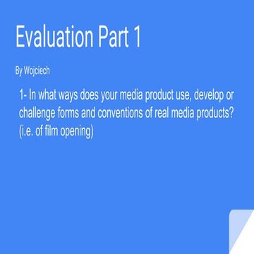 Evaluation part 1