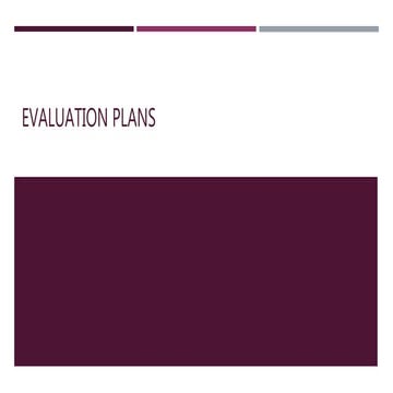 Evaluation plans