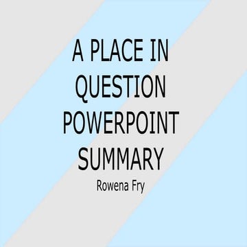 A Place in Question powerpoint Rowena Fry 
