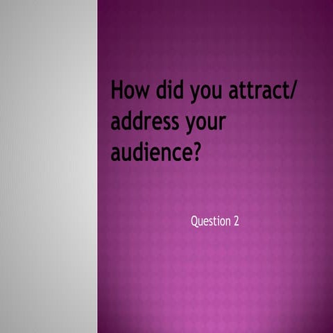 Evaluation Question 2 - How did you attract/ address your audience?