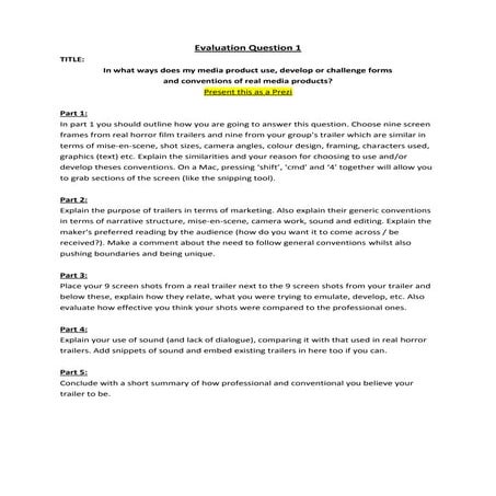 Evaluation question 1