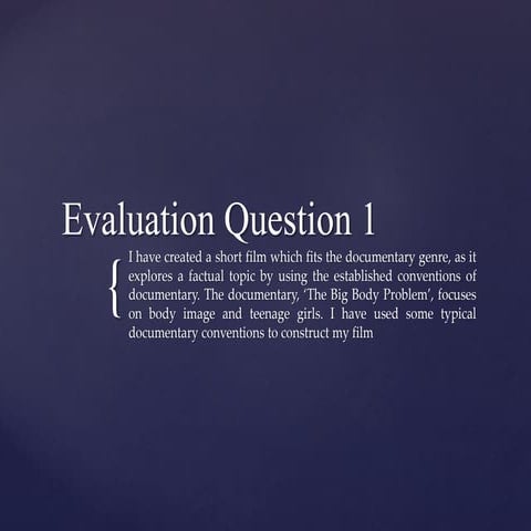Evaluation Question 1