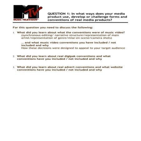 Evaluation question 1 music video